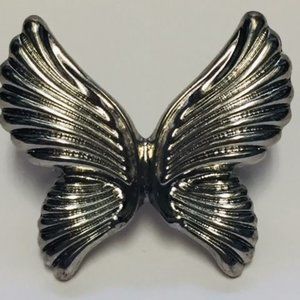 Two Finger Butterfly Ring Silver Tone